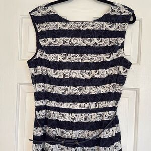 Navy and White, Striped Lace Dress